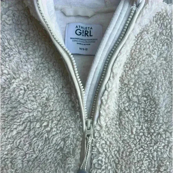 ATHLETA GIRL SHERPA FULL ZIP JACKET Size Medium 8/10 - Picture 3 of 6
